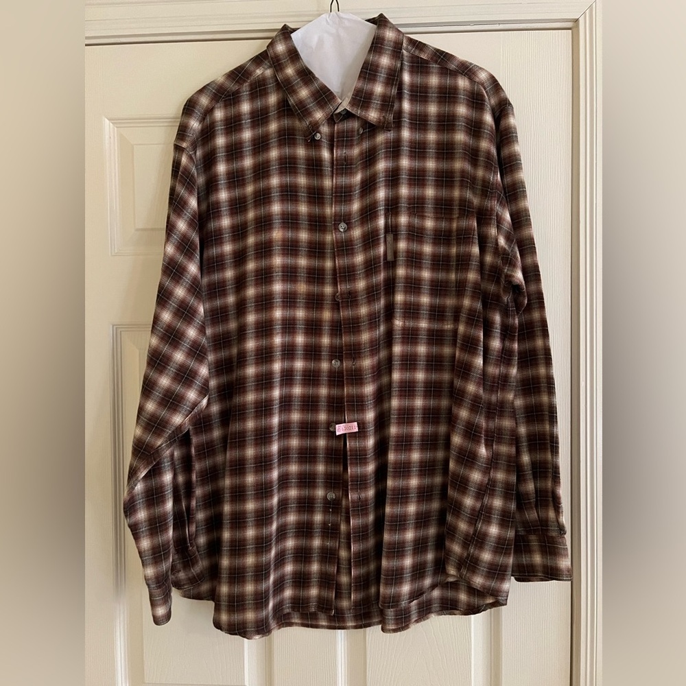 Columbia Men’s Brown Plaid Long Sleeve Button Down Shirt XXL